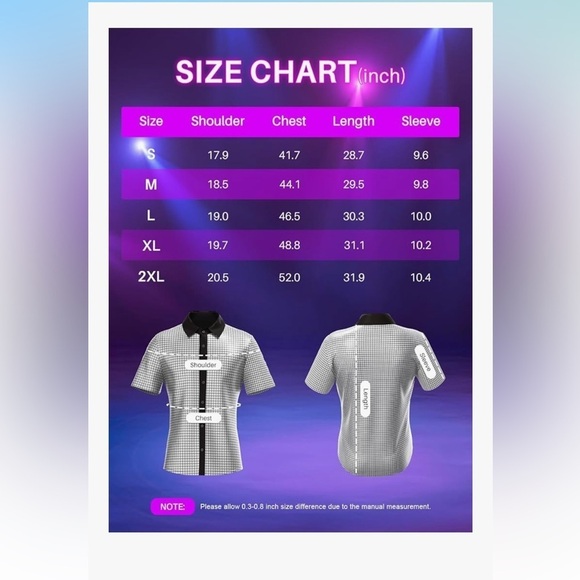 NWT Mens 70s Disco Shirt Short Sleeve Button Down Sequin 70's Costume Shirt - Picture 4 of 6